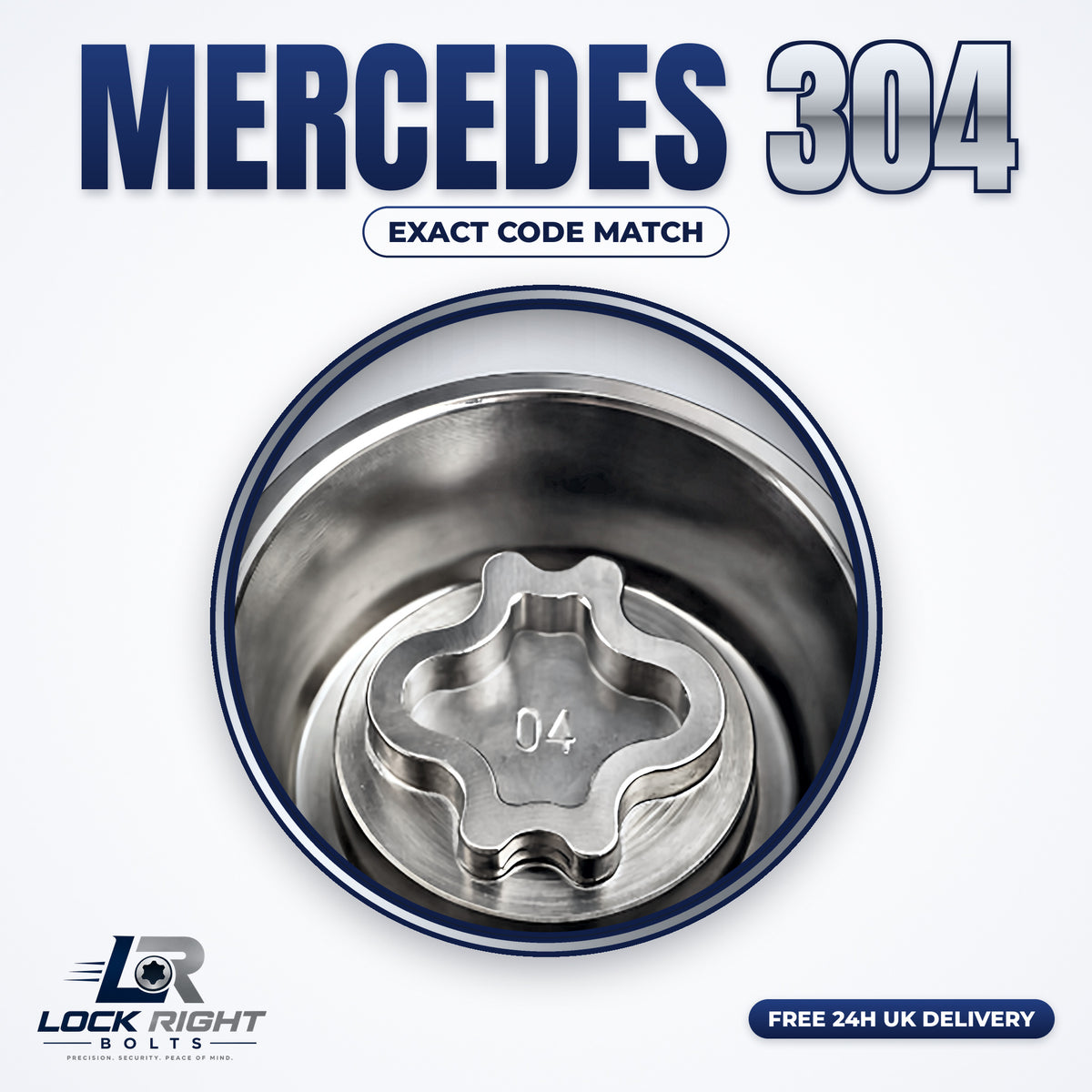 MERCEDES 304 OE locking wheel nut key (A, C, E class) - Lock Right Bolts