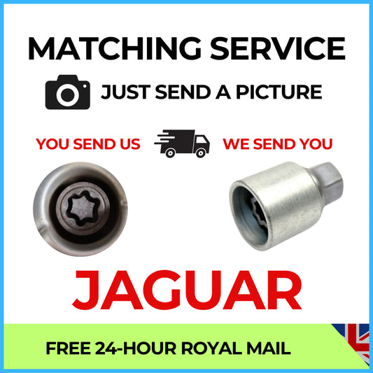 Jaguar locking wheel nut key matching service - just send a picture, we send you the key, free 24-hour Royal Mail