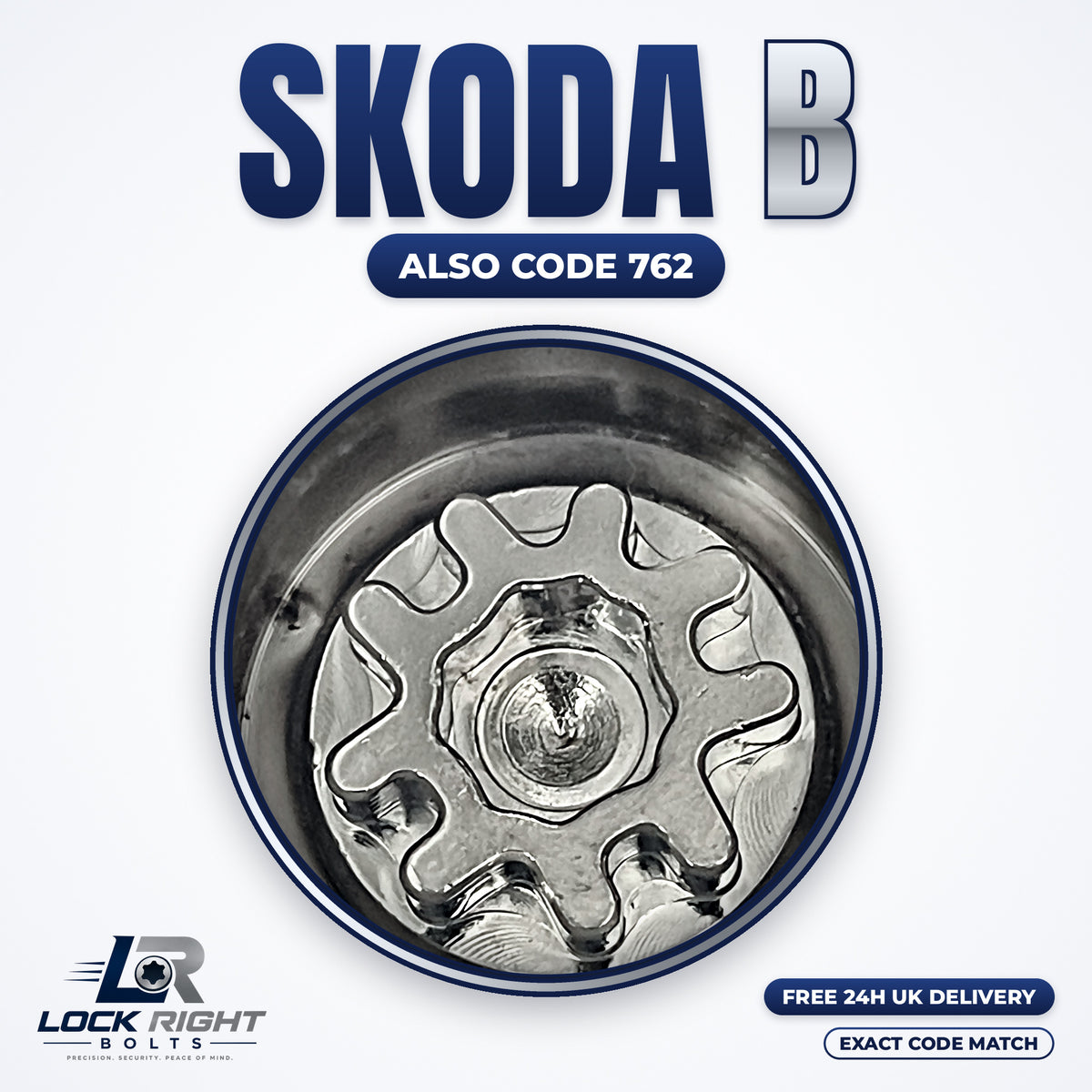 SKODA locking wheel key B (code 762) - Lock Right Bolts