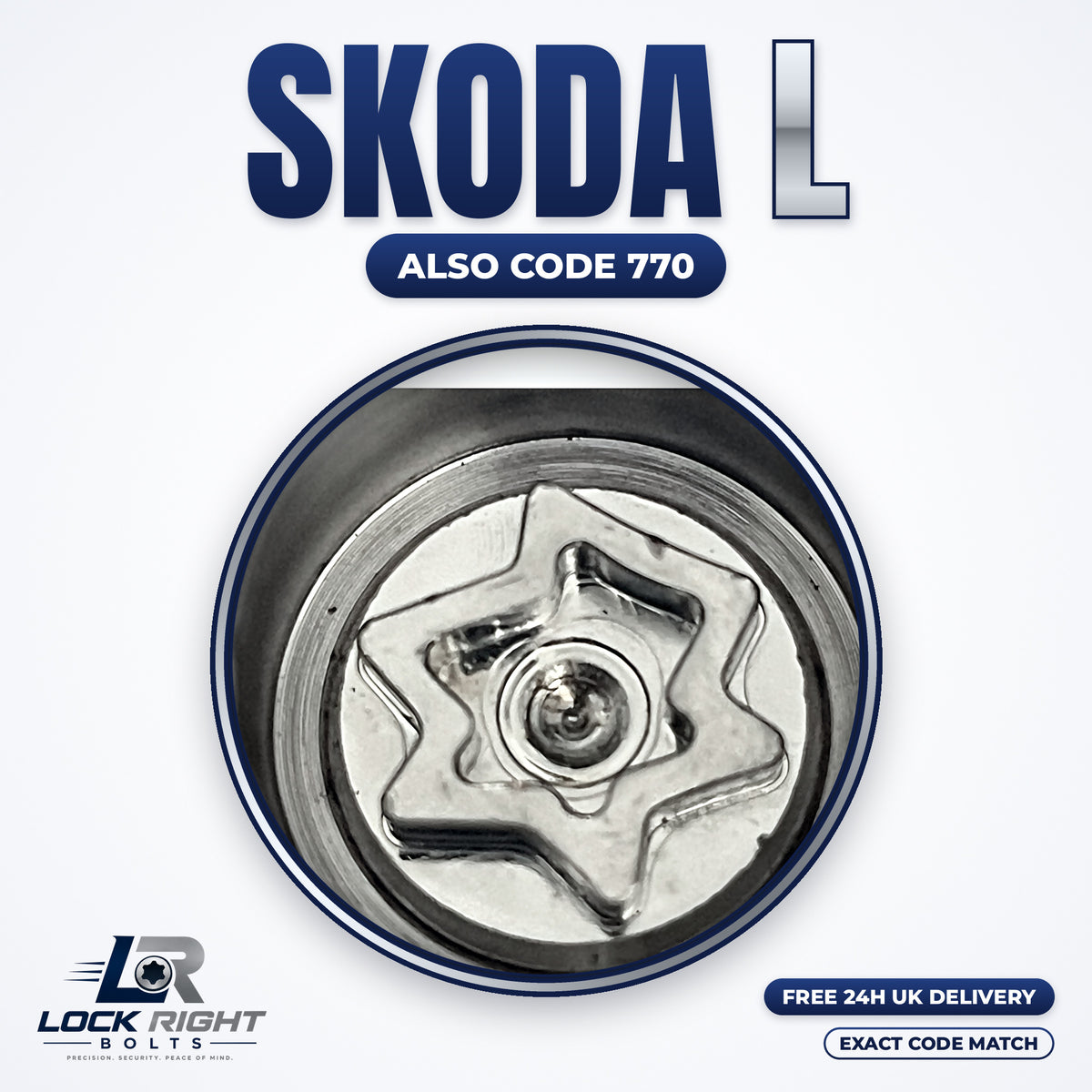 SKODA locking wheel key L (code 770) - Lock Right Bolts