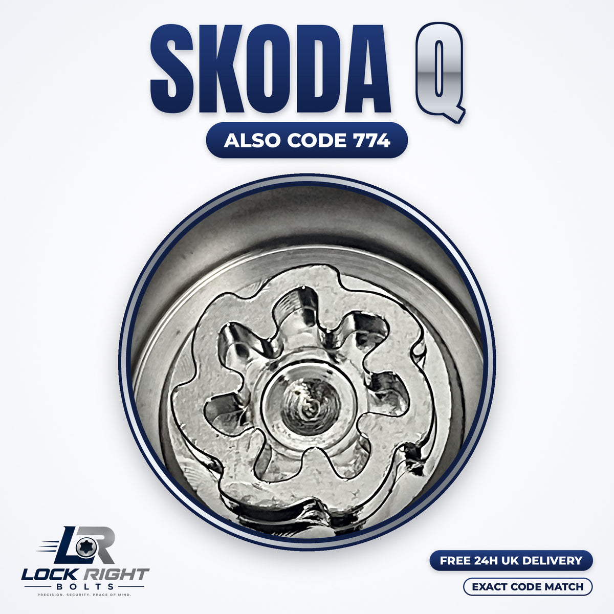SKODA locking wheel key Q (code 774) - Lock Right Bolts