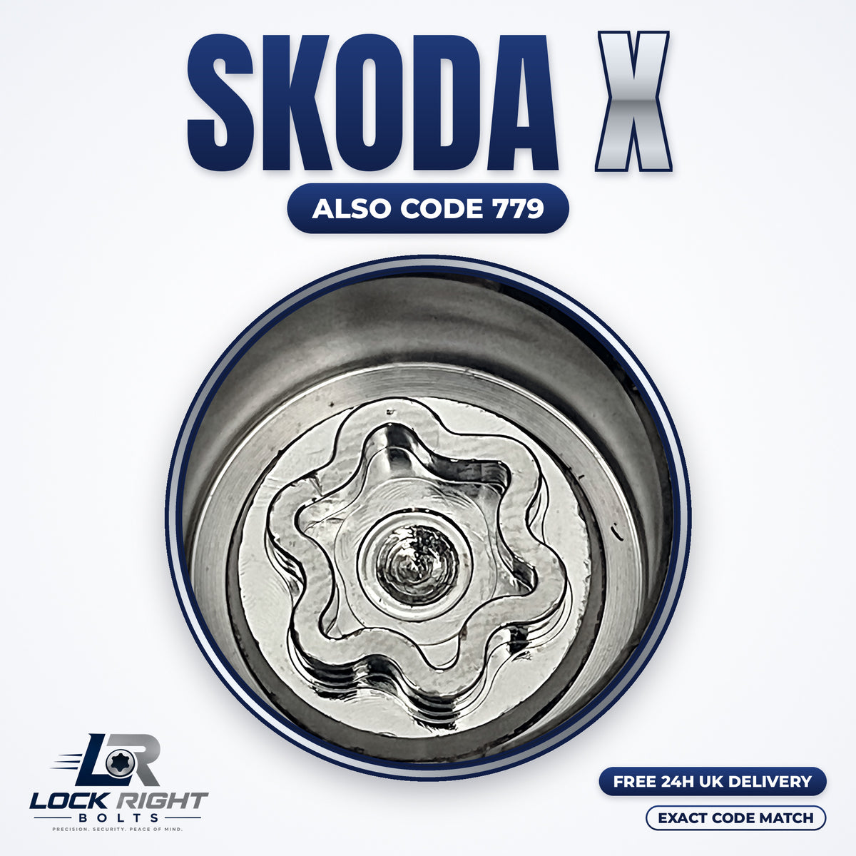 SKODA locking wheel key X (code 779) - Lock Right Bolts
